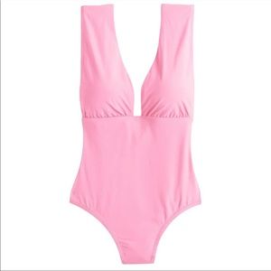 J. Crew Plunge V Neck One Piece Swimsuit in Wild Petunia Size 0 NWT